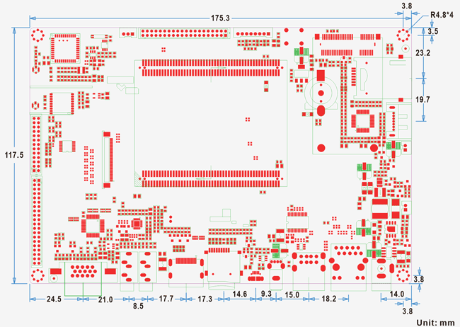 EM3288 PCB 尺寸图