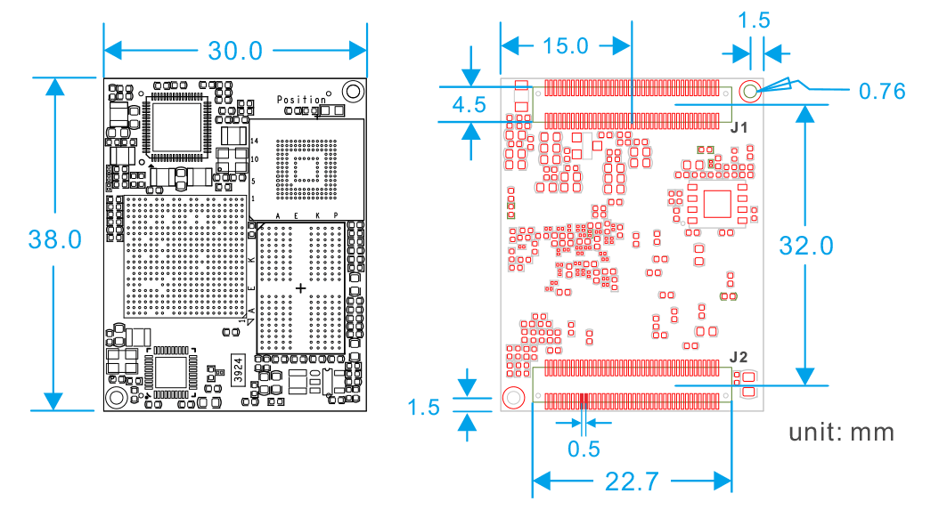MINI1126B-P PCB dimension
